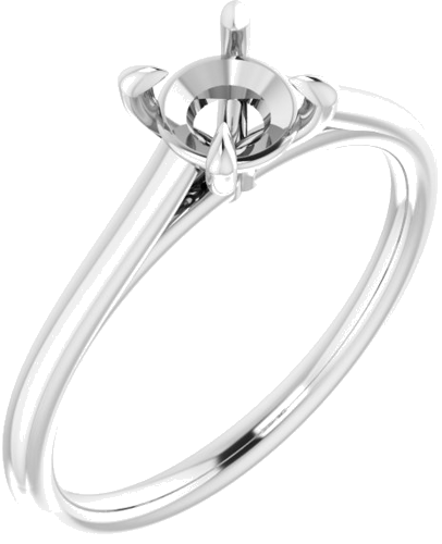 14K White  5.5 mm Round Solitaire Engagement Ring Mounting (1)