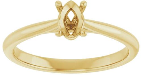 14K Yellow 6x4 mm Oval Solitaire Engagement Ring Mounting (3)