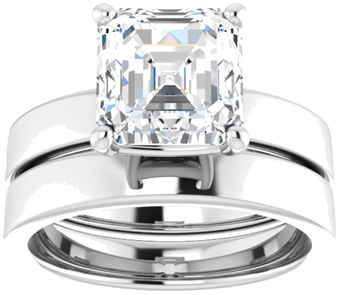 14K White 8 mm Asscher Solitaire Engagement Ring Mounting (8)