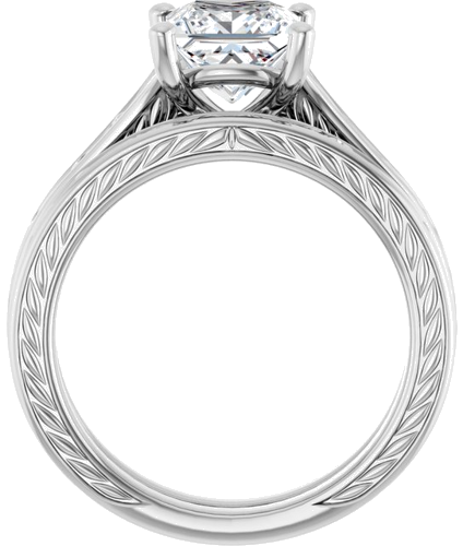 Sužadėtuvių Žiedas „Solitaire Scroll“ 14k white gold Square 6.5mm (7)