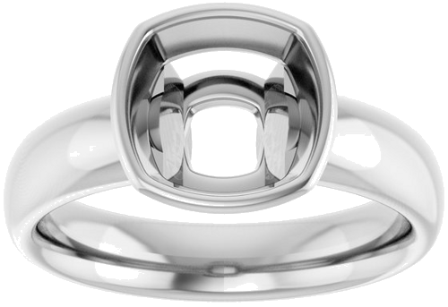 Sužadėtuvių Žiedas „Bezel-Set Solitaire“ 10k white gold Cushion 8mm (3)