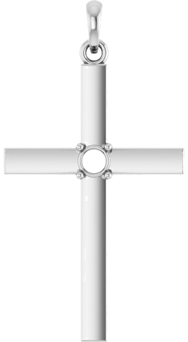 Pakabukas „Birthstone Cross“ 14k white gold Round 3mm (1)