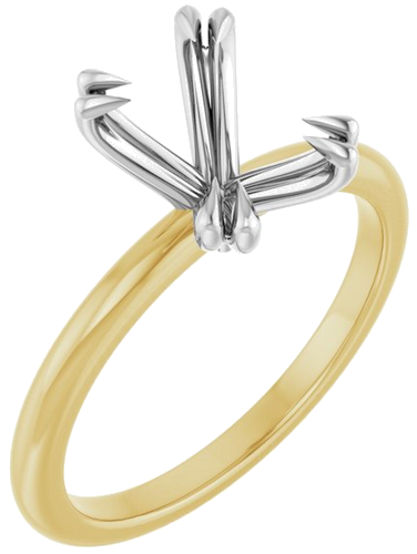 Sužadėtuvių Žiedas „Double Claw-Prong“ 14k yellow/white gold Elongated Cushion 9mm x 7mm (1)
