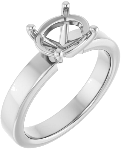 Sužadėtuvių Žiedas „Solitaire“ 585 Baltojo Aukso Oval 9mm x 7mm (1)