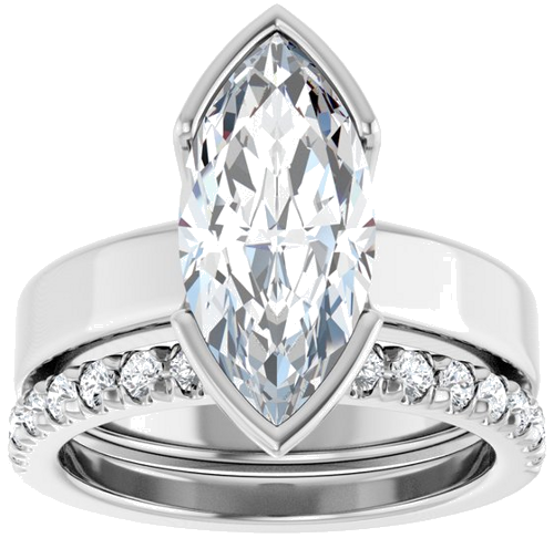 Sužadėtuvių Žiedas „Half-Bezel Solitaire“ 10k white gold Marquise 15mm x 7mm (8)