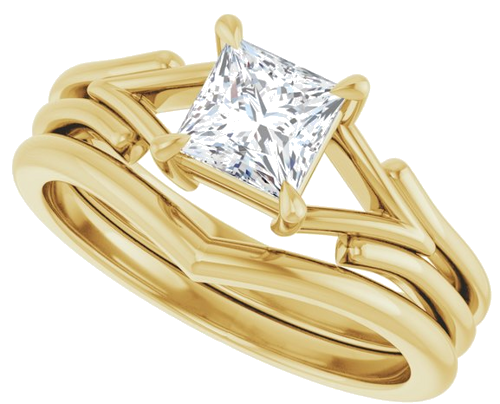 Sužadėtuvių Žiedas „Claw-Prong Solitaire“ 14k yellow gold Square 5mm (10)