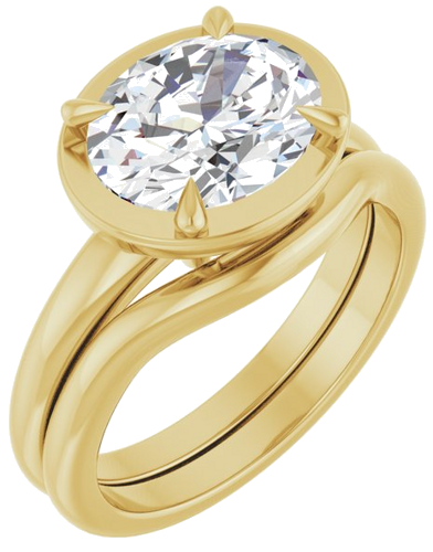 Sužadėtuvių Žiedas „Claw-Prong Solitaire Bezel-Style“ 14k yellow gold Oval 10mm x 8mm (6)