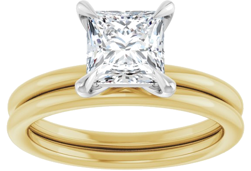 Sužadėtuvių Žiedas „Claw-Prong Solitaire“ 14k yellow/white gold Square 6mm (8)