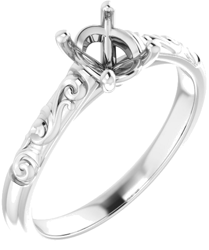 14K White 7x5 mm Oval Solitaire Engagement Ring Mounting (1)