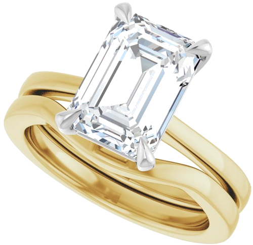 Sužadėtuvių Žiedas „Claw-Prong“ 14k yellow/white gold Emerald 10mm x 7mm (9)