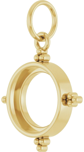 Pakabukas „Beaded Bezel-Set Cabochon“ 14k yellow gold Round 8mm (2)