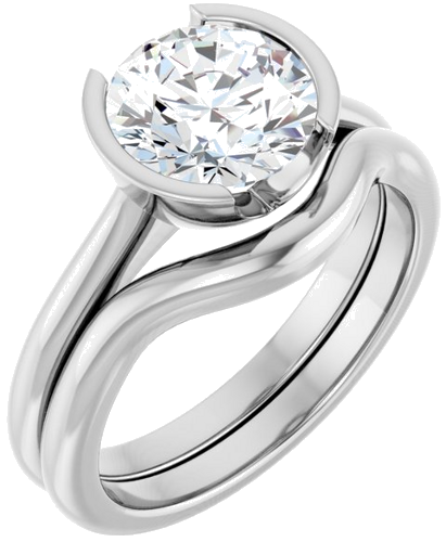 14K White 8 mm Round Solitaire Engagement Ring Mounting (6)