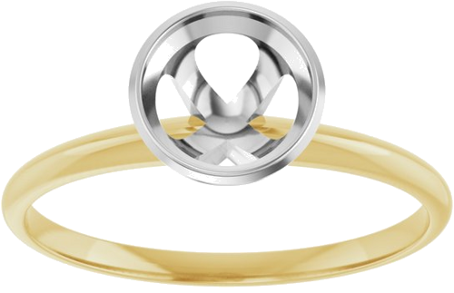14K Yellow White 6.5 mm Round Solitaire Engagement Ring Mounting (3)
