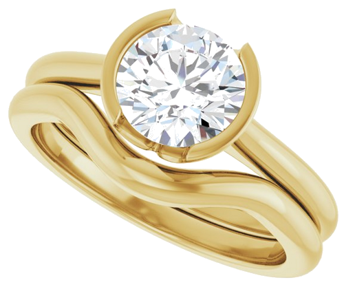 Sužadėtuvių Žiedas „Half-Bezel Solitaire“ 14k yellow gold Round 7mm (10)