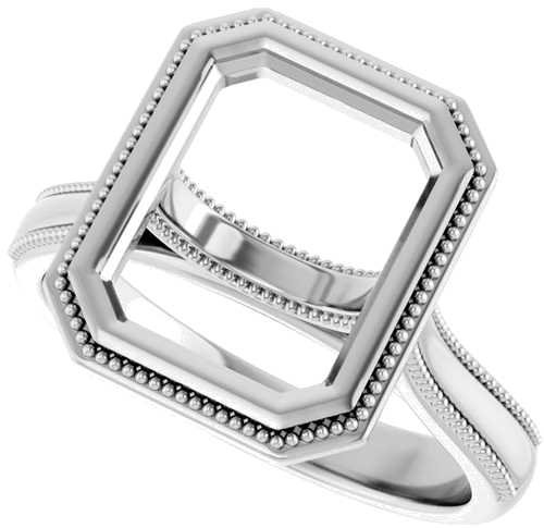 Sužadėtuvių Žiedas „Solitaire“ 585 Baltojo Aukso Emerald 10mm x 8mm (5)