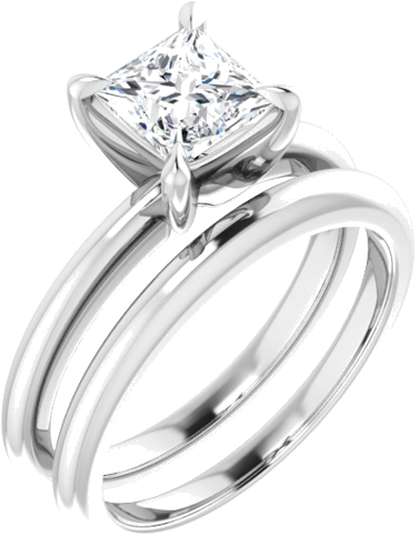 Sužadėtuvių Žiedas „Claw-Prong Solitaire“ 14k white gold Square 5.5mm (6)
