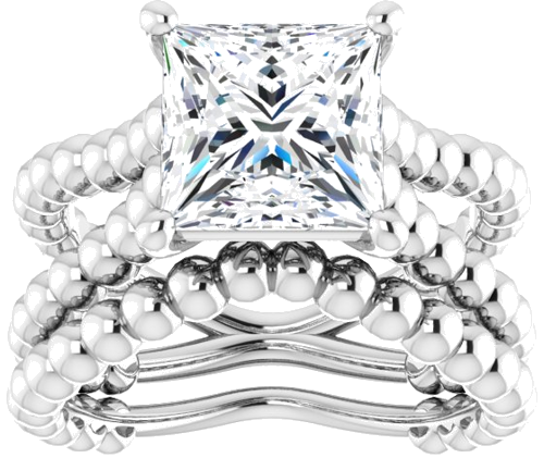 Sužadėtuvių Žiedas „Solitaire Beaded Negative Space“ 925 Sidabro Square 8mm (8)