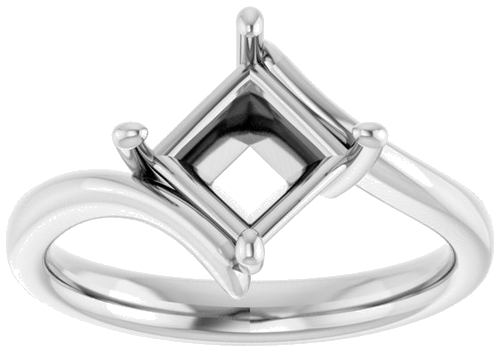 Sužadėtuvių Žiedas „Solitaire Bypass“ 14k white gold Square 6.5mm (3)