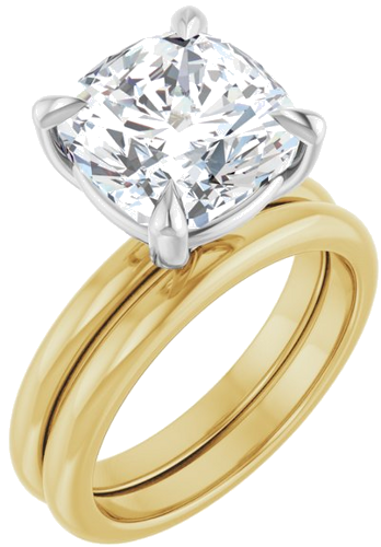 Sužadėtuvių Žiedas 585 Baltojo Ir Geltonojo Aukso Cushion 10mm (5)