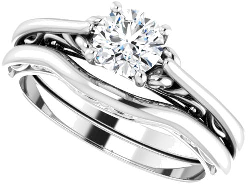 14K White 5.2 mm Round Engagement Ring Mounting (20)