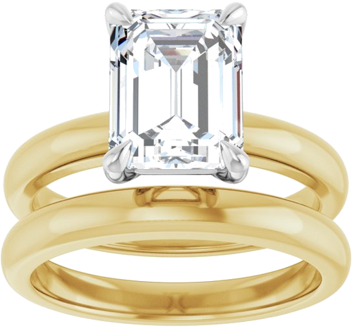 14K Yellow White 9x7 mm Emerald Solitaire Engagement Ring Mounting (8)