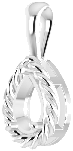 Pakabukas „Rope“ 585 Baltojo Aukso Pear Shape 7mm x 5mm (2)