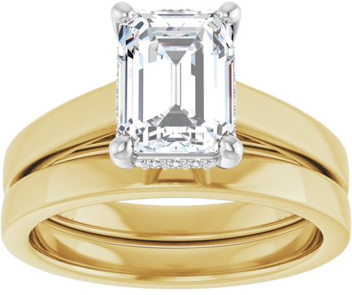Sužadėtuvių Žiedas „Hidden Halo-Style“ 14k yellow/white gold Emerald 8mm x 6mm (8)