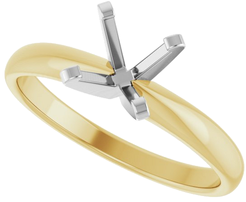14K Yellow White 6.0-6.6 mm Round Solitaire Engagement Ring Mounting (5)