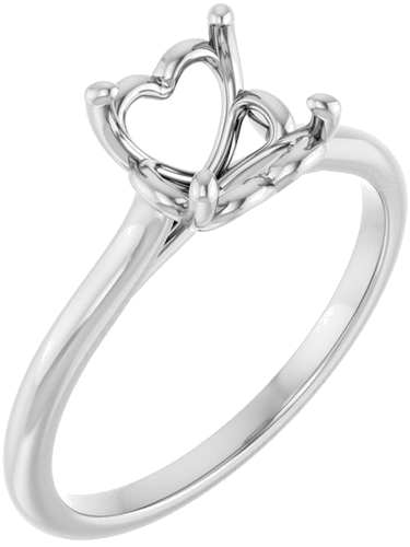 14K White  7.4 mm Round Solitaire Engagement Ring Mounting (1)