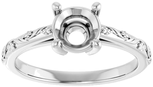 Sužadėtuvių Žiedas „Solitaire“ 585 Baltojo Aukso Round 6.5mm (3)