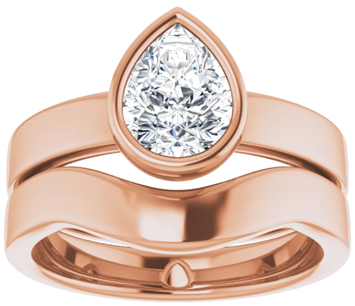 Sužadėtuvių Žiedas „Bezel-Set Solitaire“ 14k rose gold Pear 8mm x 6mm (8)