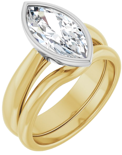 Sužadėtuvių Žiedas „Bezel-Set Solitaire“ 18k yellow/white gold Marquise 13mm x 6.5mm (6)