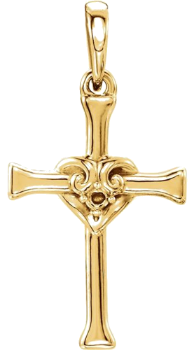 Pakabukas „Accented Heart & Cross“ 14k yellow gold Round 1.6mm (1)