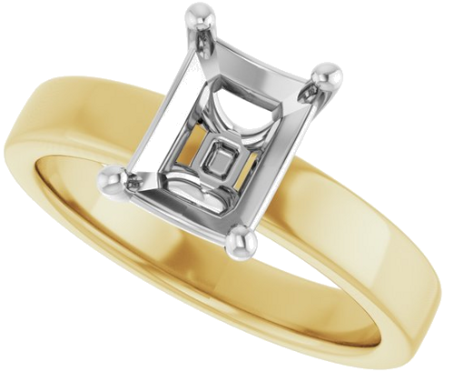 Sužadėtuvių Žiedas „Solitaire“ 14k yellow/white gold Emerald 8mm x 6mm (5)