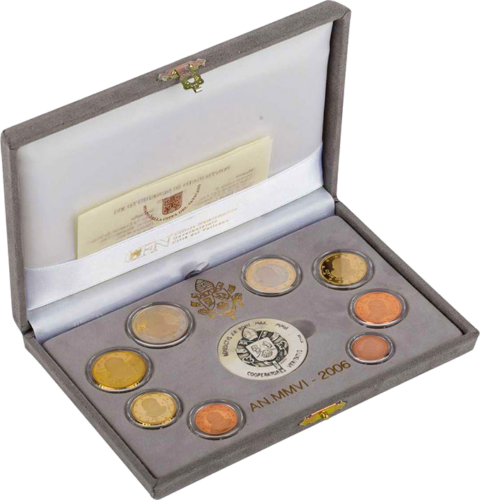 2006 Vatican Benedict XVI Proof Euro coin set with silver medal (1)