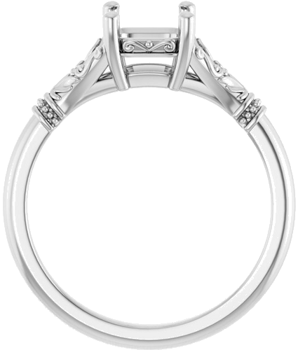 Sužadėtuvių Žiedas „Sculptural“ 14k white gold Asscher 6mm (2)