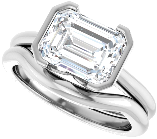 Sužadėtuvių Žiedas „Half-Bezel Solitaire“ 950 Platinos Emerald 9mm x 7mm (10)