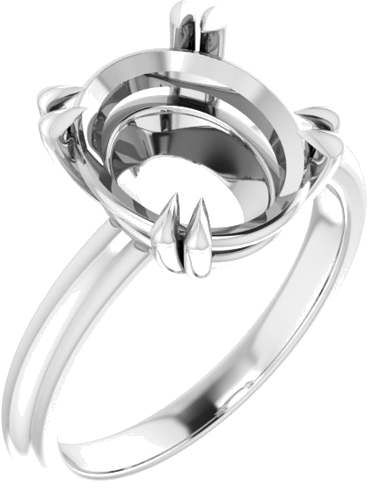 Sužadėtuvių Žiedas „Double Claw-Prong Solitaire“ 14k white gold Oval 12mm x 10mm (1)
