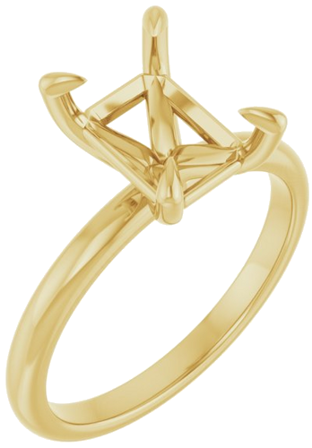 14K Yellow  9x7 mm Emerald Solitaire Engagement Ring Mounting (1)