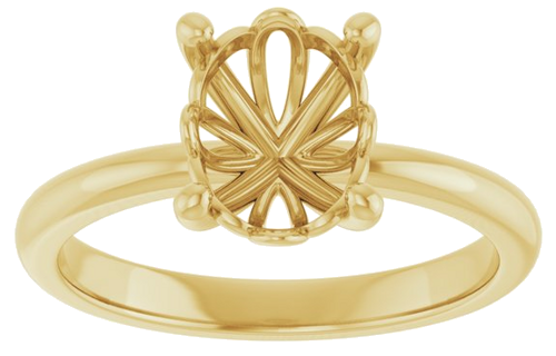 14K Yellow 9x7 mm Oval Solitaire Engagement Ring Mounting (3)