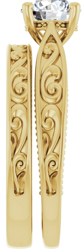 Sužadėtuvių Žiedas „Solitaire Vintage-Inspired“ 14k yellow gold Round 6.5mm (9)