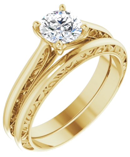 Sužadėtuvių Žiedas „Solitaire Sculptural“ 14k yellow gold Round 5.8mm (6)