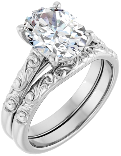 Sužadėtuvių Žiedas „Solitaire“ 14k white gold Oval 10mm x 8mm (6)