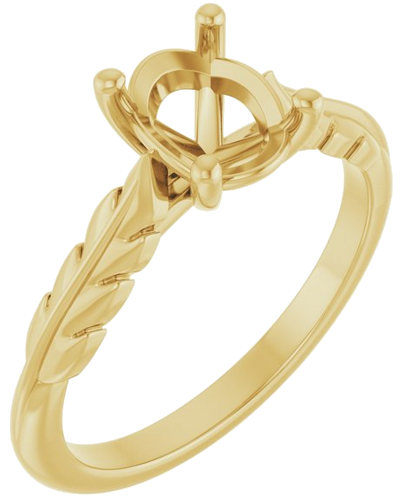 Sužadėtuvių Žiedas „Solitaire Leaf“ 14k yellow gold Oval 8mm x 6mm (1)