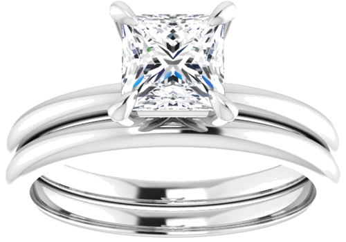 14K White  5.5x5.5 mm Square Solitaire Engagement Ring Mounting (8)