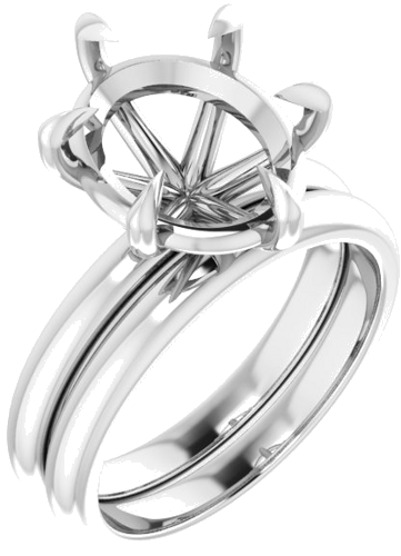 14K White 12x10 mm Oval Solitaire Engagement Ring Mounting (6)