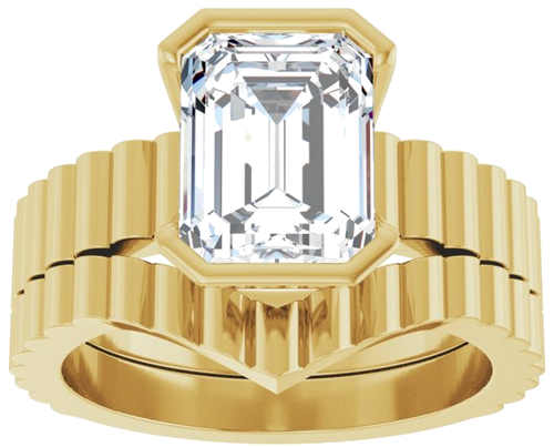 Sužadėtuvių Žiedas „Half-Bezel Solitaire“ 14k yellow gold Emerald 9mm x 7mm (8)