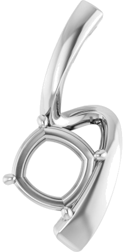 14K White  7 mm Cushion Pendant Mounting (1)