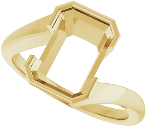 Sužadėtuvių Žiedas „Half-Bezel Solitaire“ 14k yellow gold Emerald 10mm x 7mm (5)