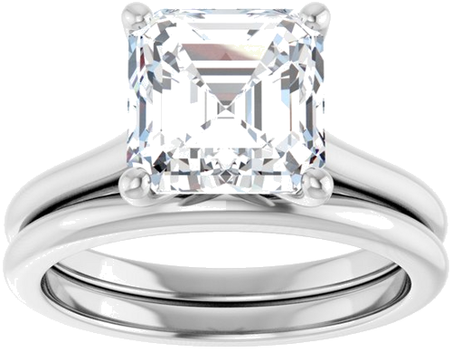 Sužadėtuvių Žiedas „Accented“ 14k white gold Asscher 8mm (8)